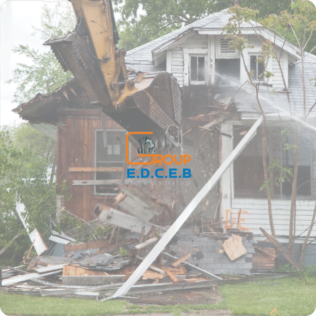 Chantier de démolition des villas Marrakech avec tri des déchets et équipements professionnels